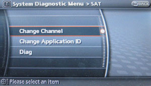 Infiniti Display SAT Menu